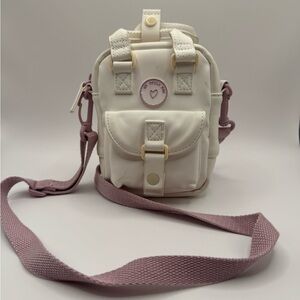 ZARA Mini Backpack Crossbody Bag White Pink Strap Small Purse